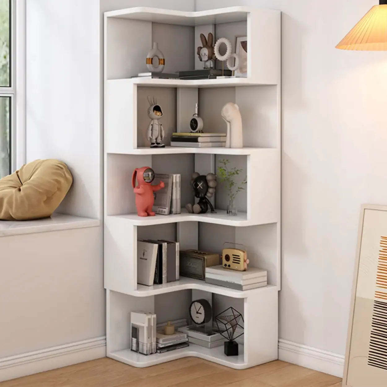 Wood Corner Storage Bookcase
