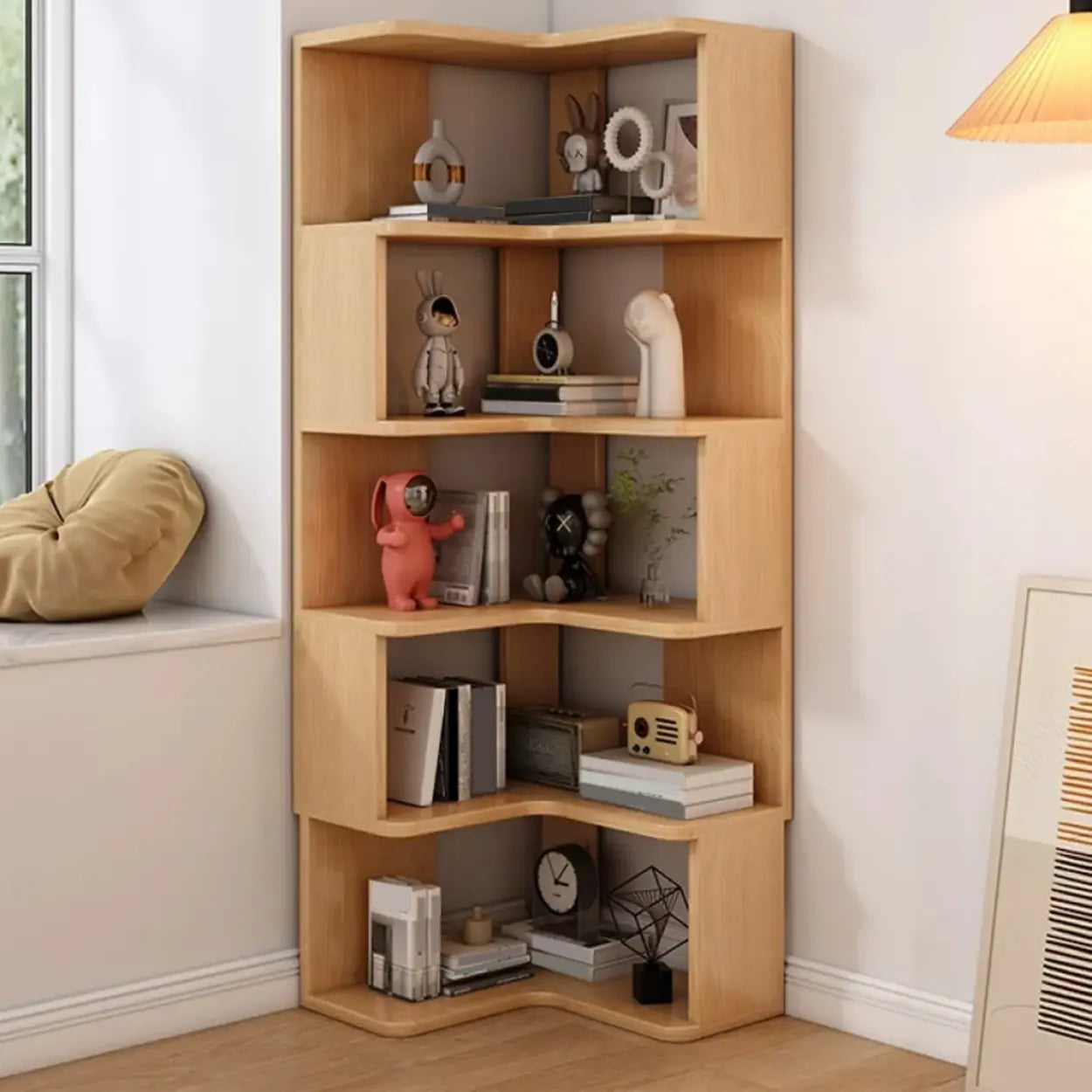 Wood Corner Storage Bookcase