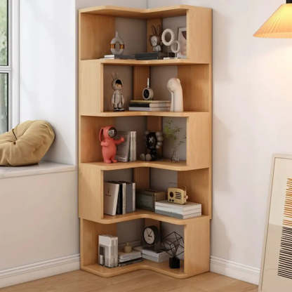 Wood Corner Storage Bookcase