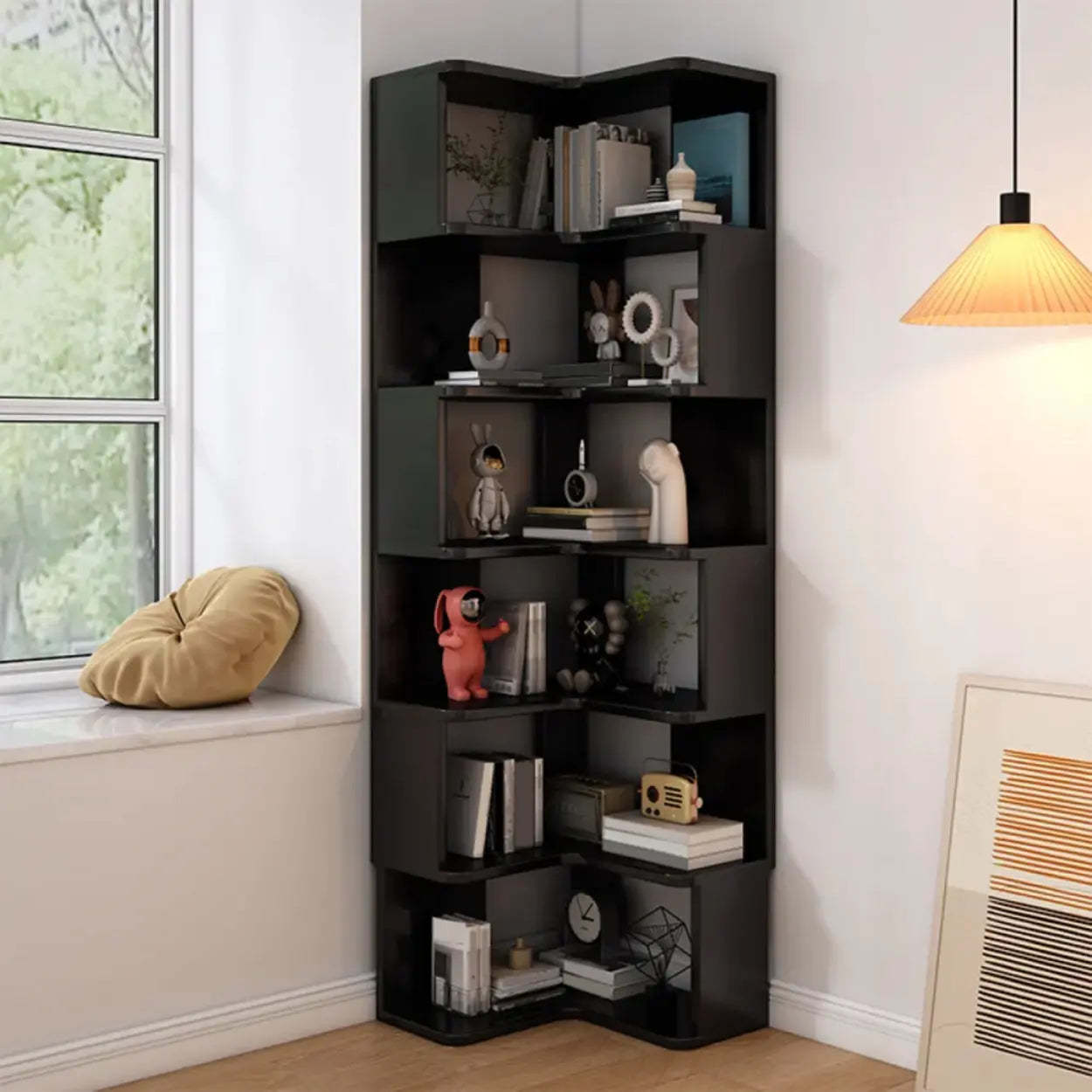 Wood Corner Storage Bookcase