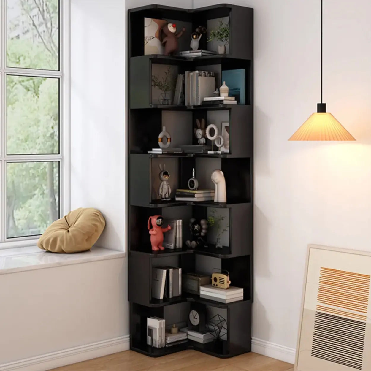 Wood Corner Storage Bookcase