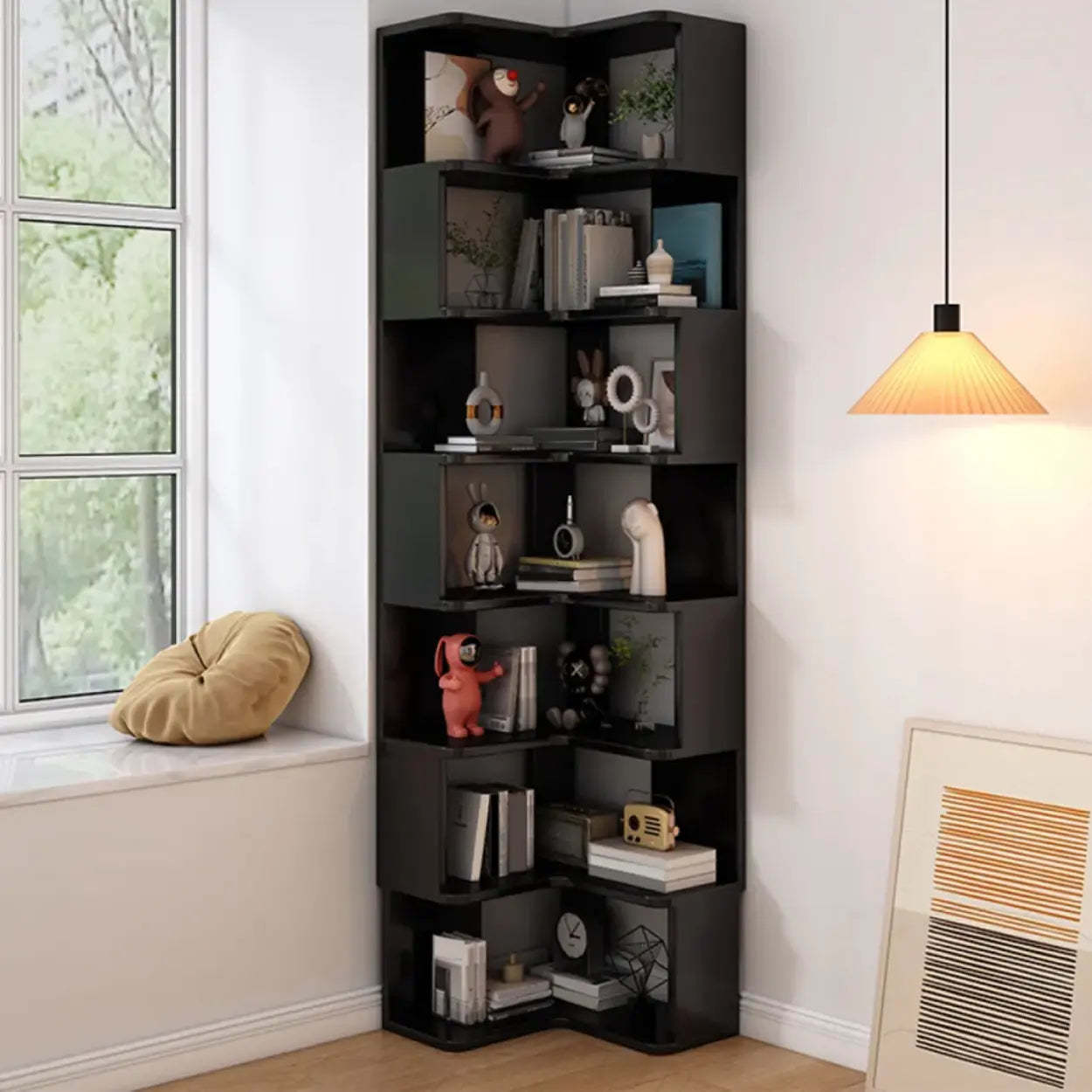 Wood Corner Storage Bookcase