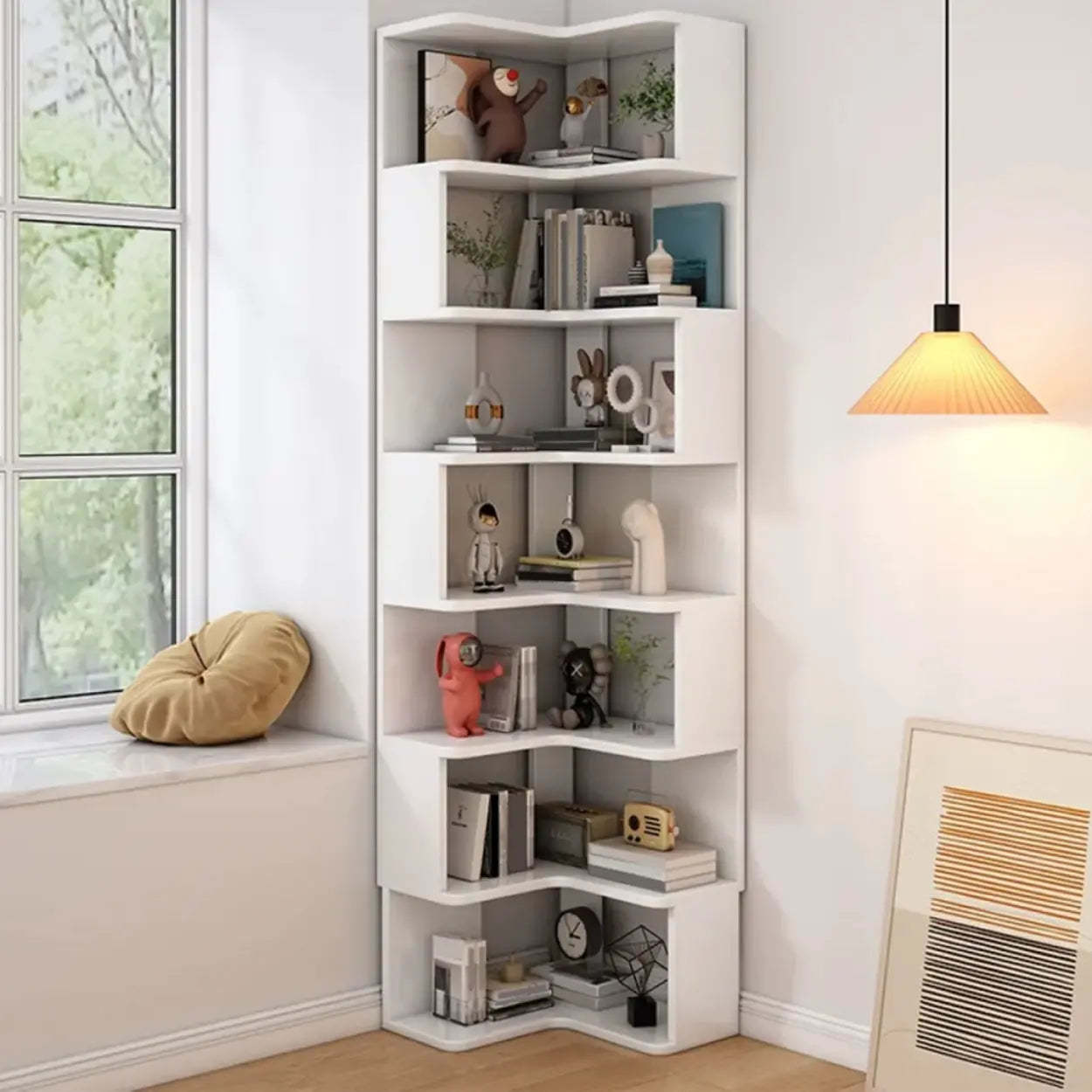 Wood Corner Storage Bookcase