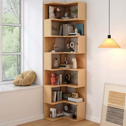 Wood Corner Storage Bookcase