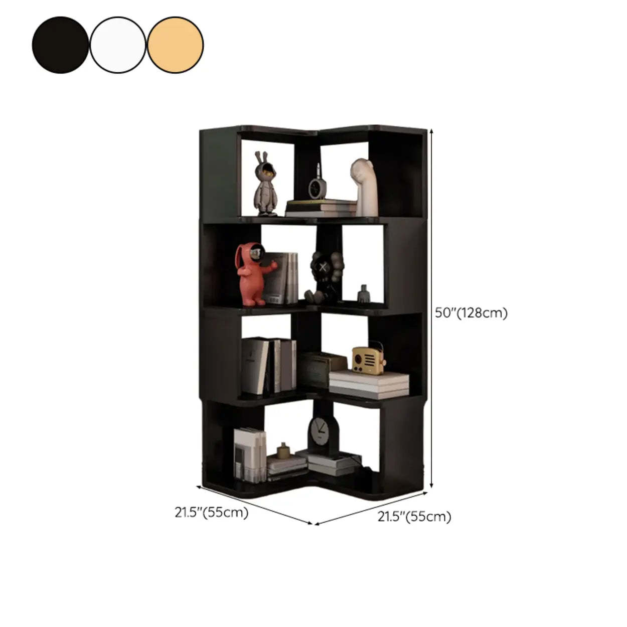 Wood Corner Storage Bookcase