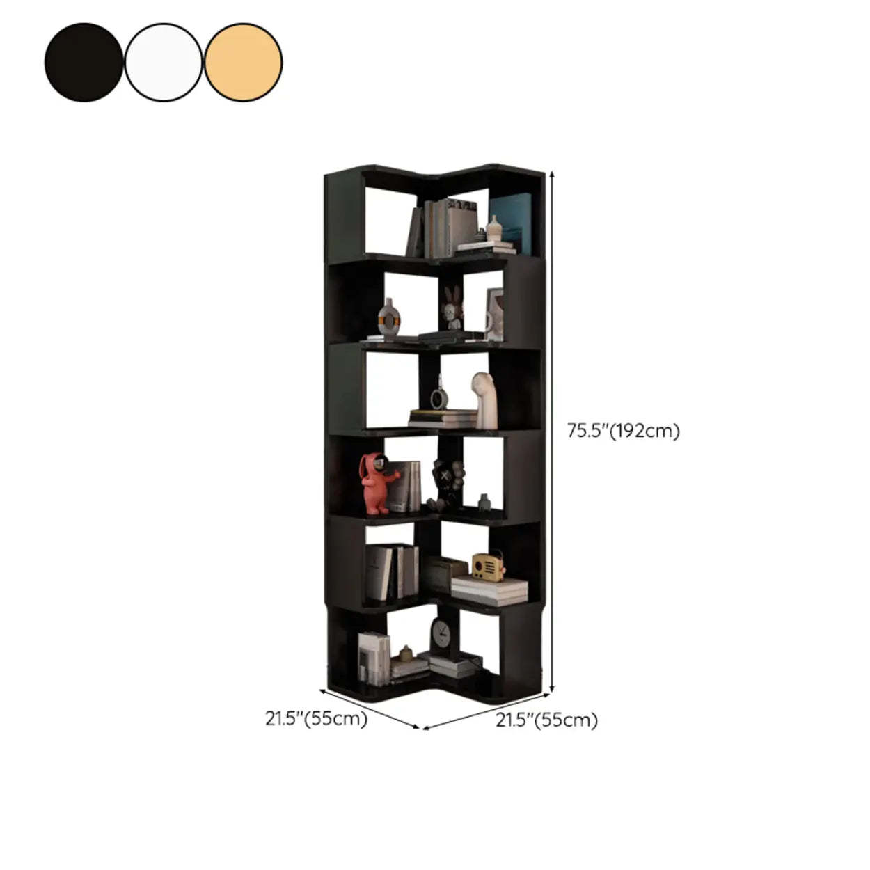 Wood Corner Storage Bookcase