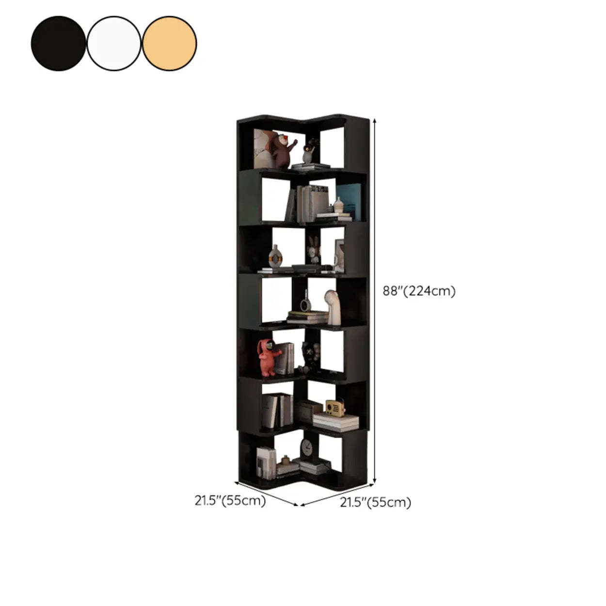 Wood Corner Storage Bookcase