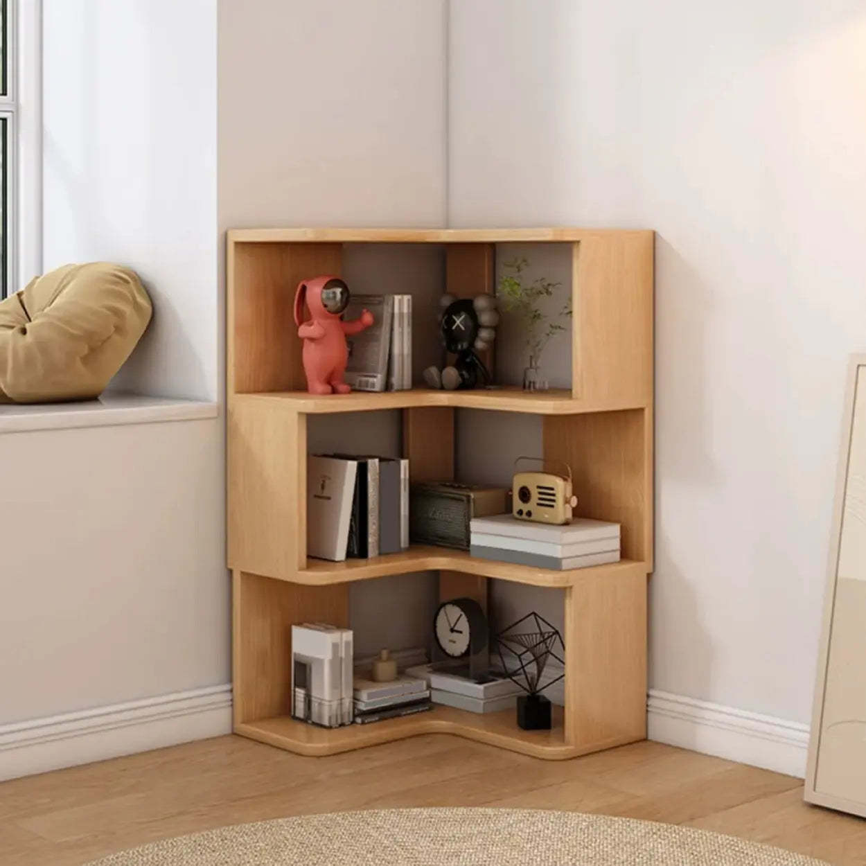 Wood Corner Storage Bookcase