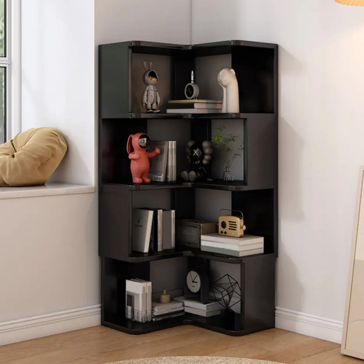 Wood Corner Storage Bookcase