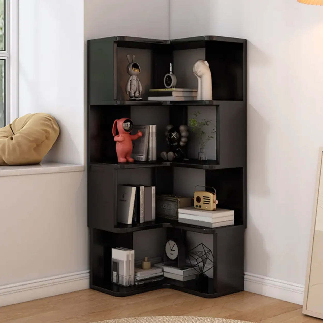 Wood Corner Storage Bookcase