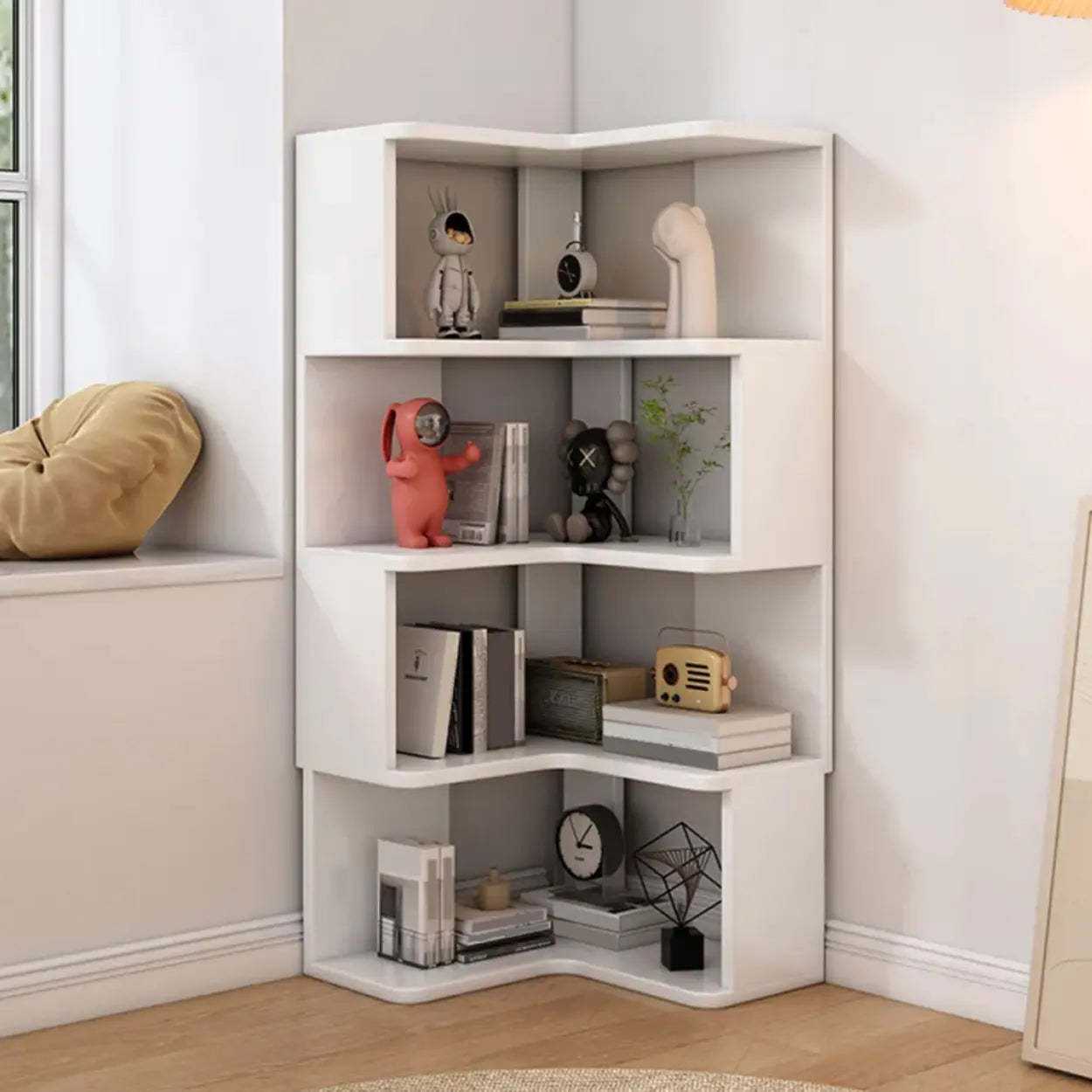 Wood Corner Storage Bookcase