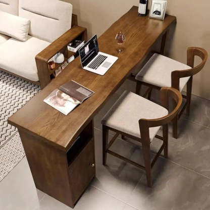 Modern Rectangular Wood Bar Table with Storage — Table Only