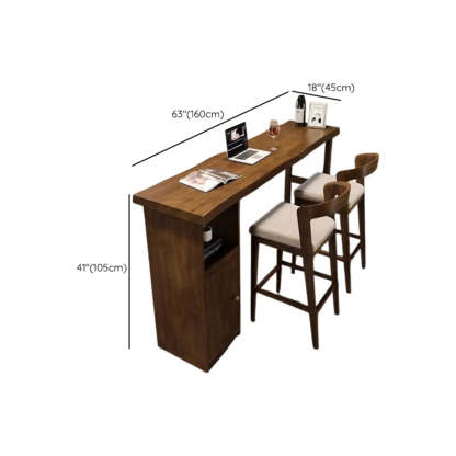 Modern Rectangular Wood Bar Table with Storage — Table Only