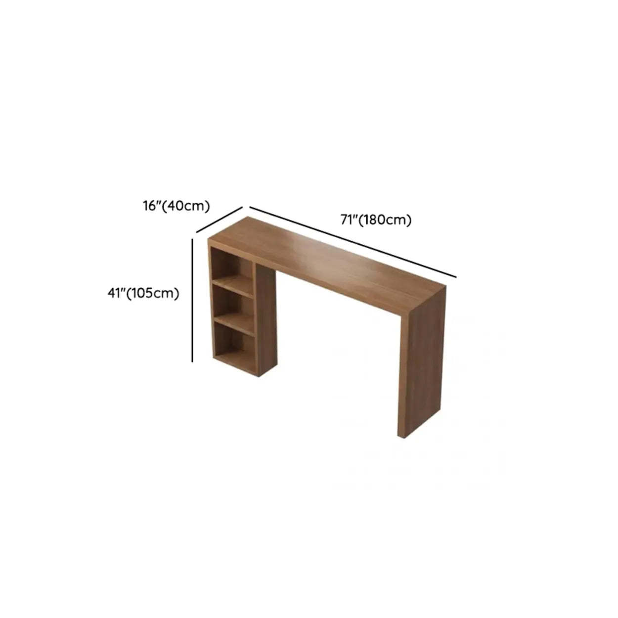 Modern Wood Breakfast Bar Table with Shelves