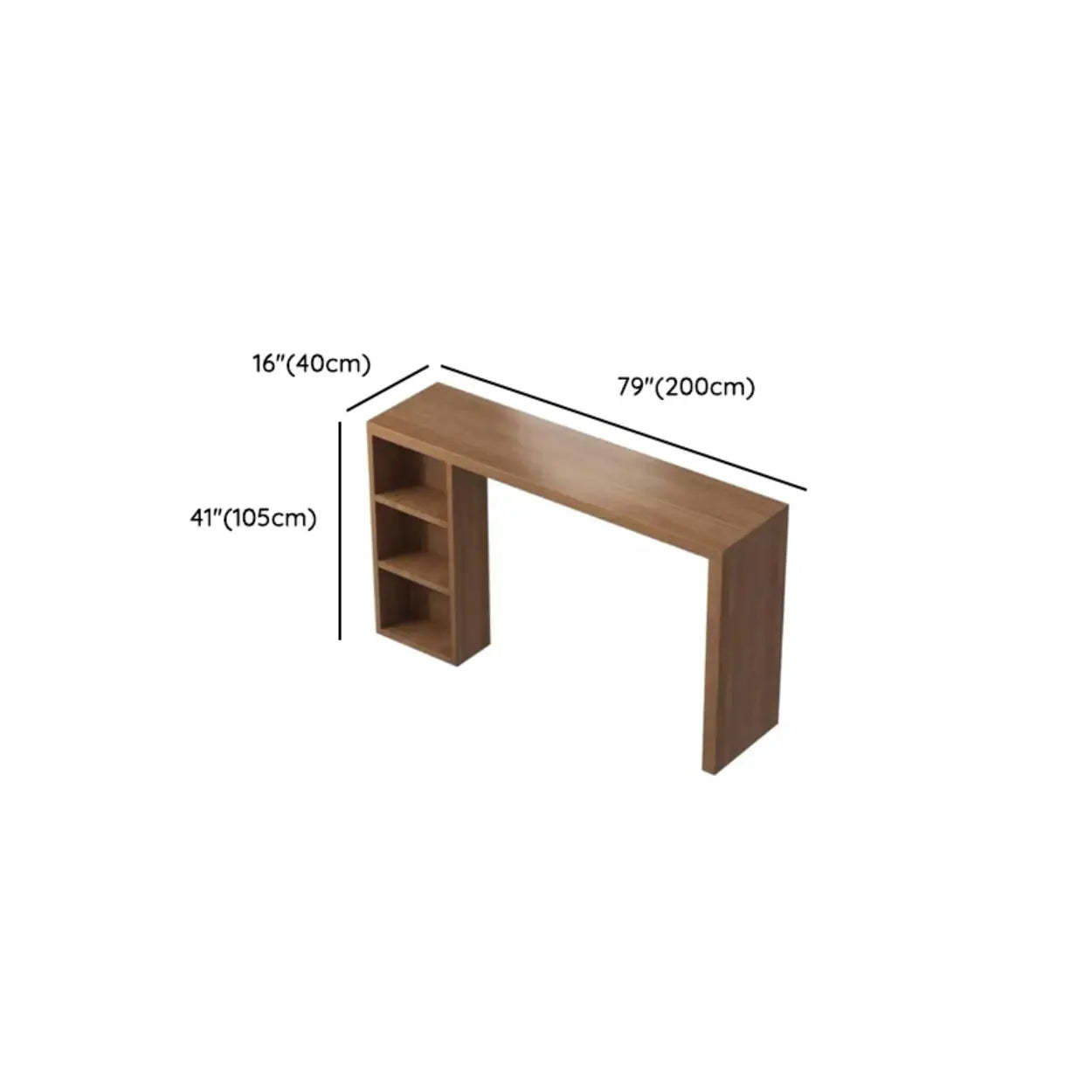Modern Wood Breakfast Bar Table with Shelves