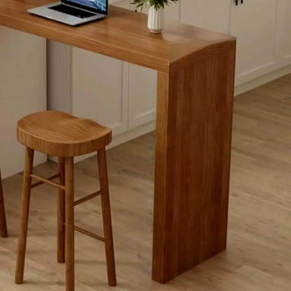 Modern Wood Breakfast Bar Table with Shelves
