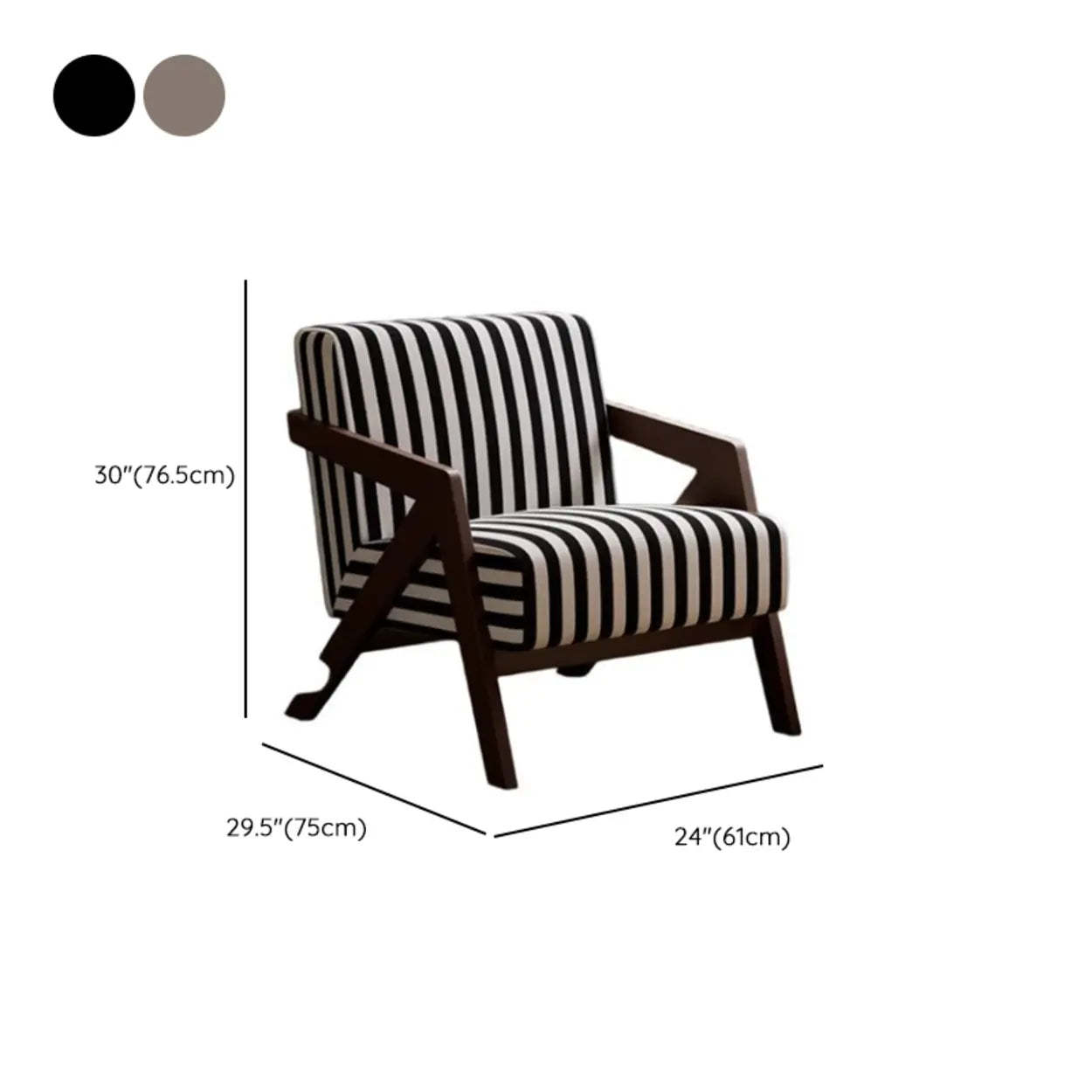 Modern Wood Frame Brown Accent Chair with Arms