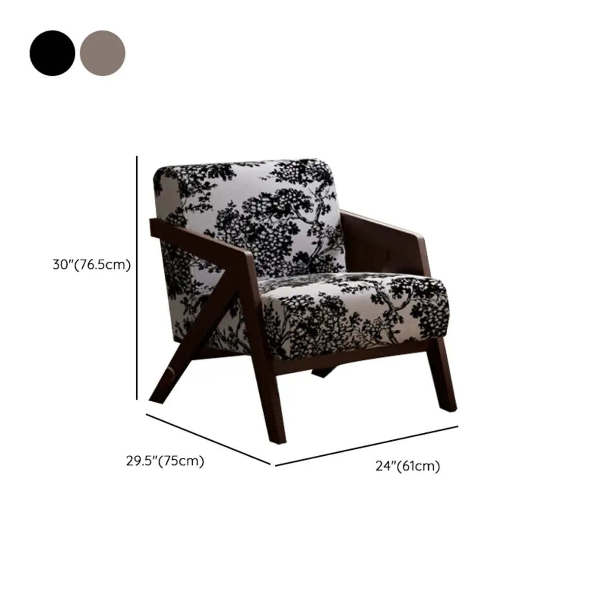 Modern Wood Frame Brown Accent Chair with Arms