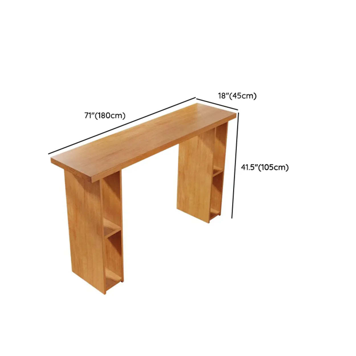Modern Wood Home Bar Table with Shelves
