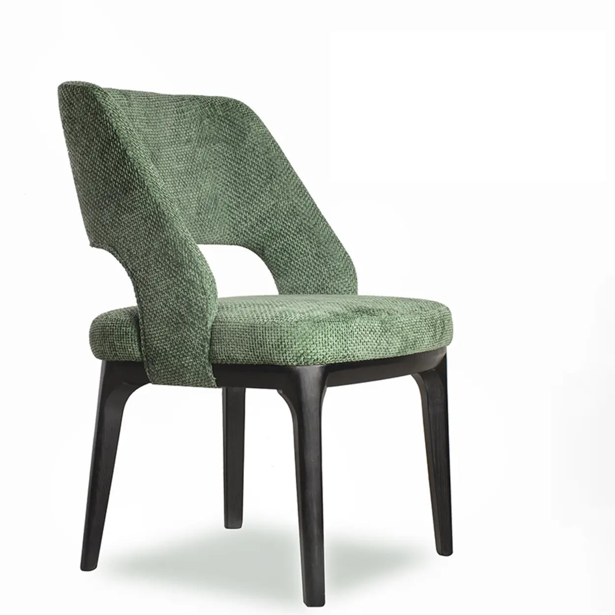 Modern Wood Frame Green Upholstered Dining Chair
