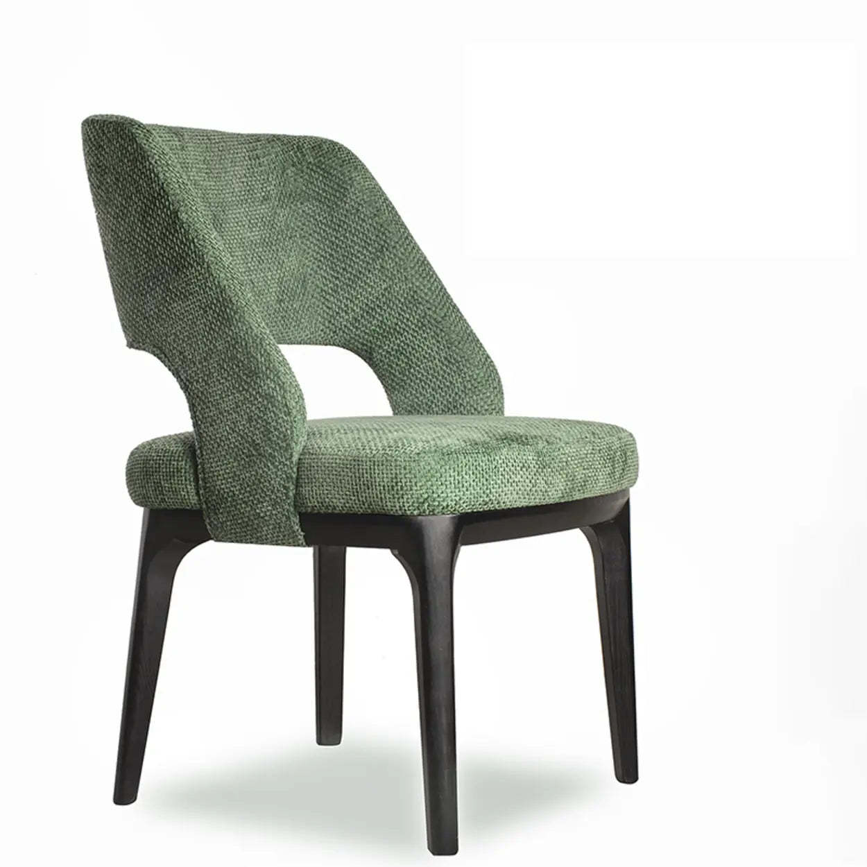 Modern Wood Frame Green Upholstered Dining Chair