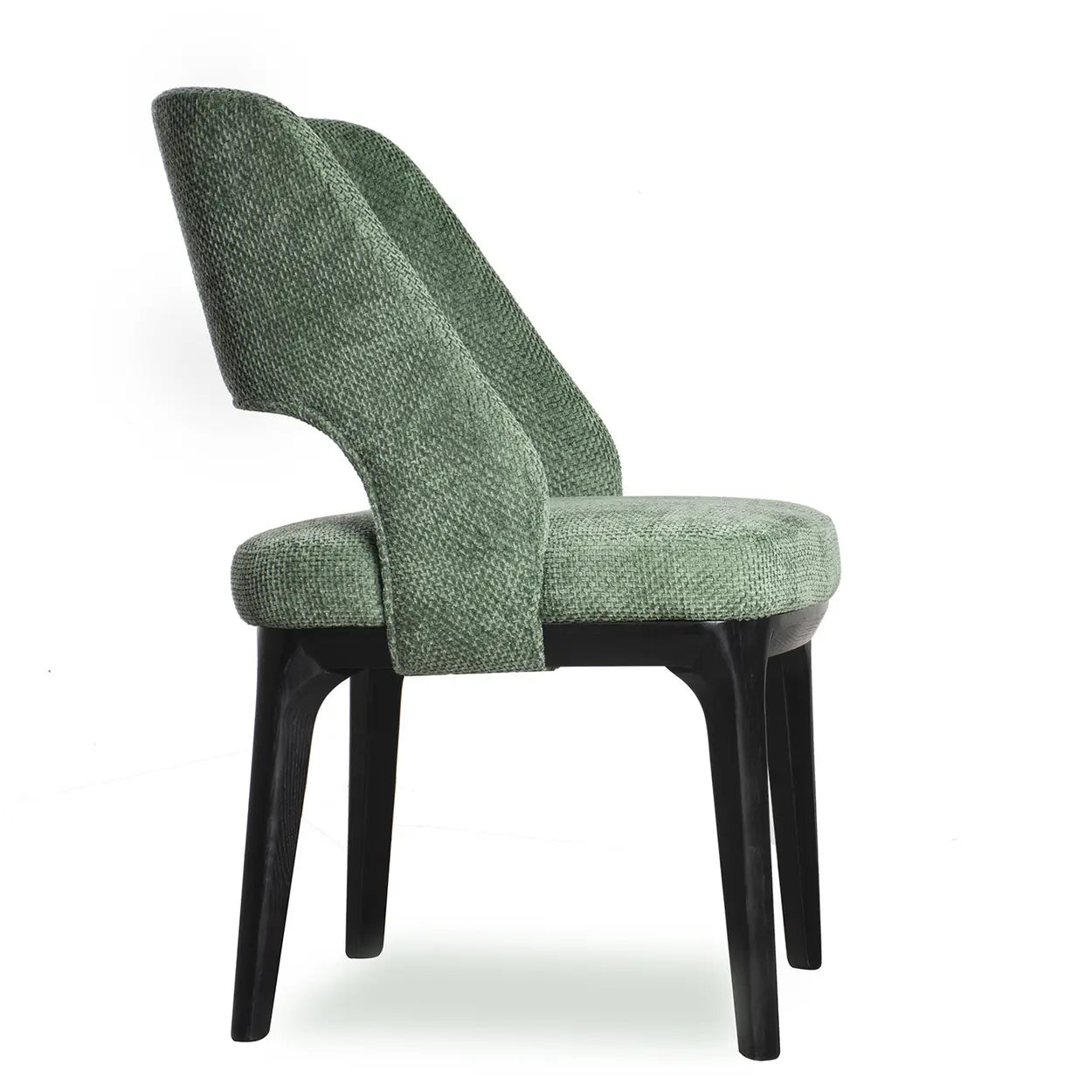 Modern Wood Frame Green Upholstered Dining Chair