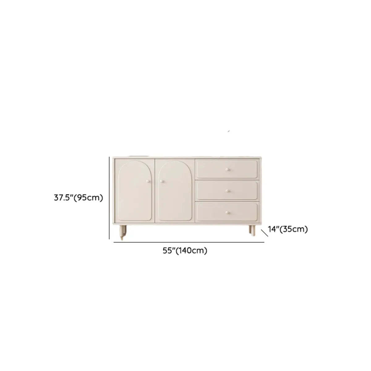 Modish Beige Wood Adjustable Sideboard with Drawers