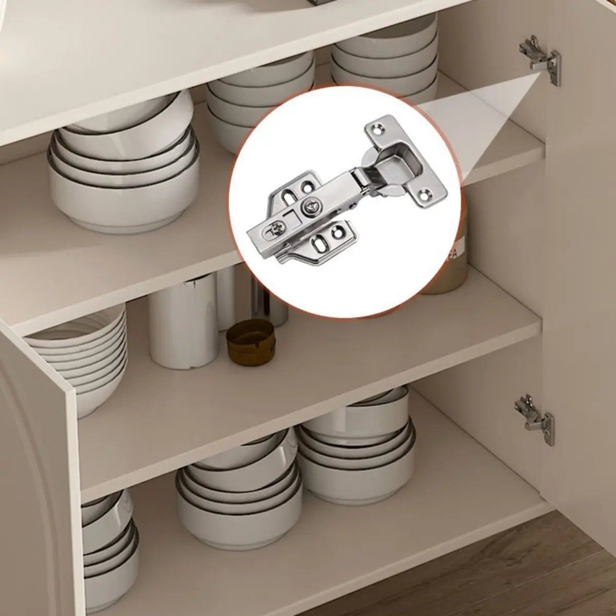 Modish Beige Wood Adjustable Sideboard with Drawers
