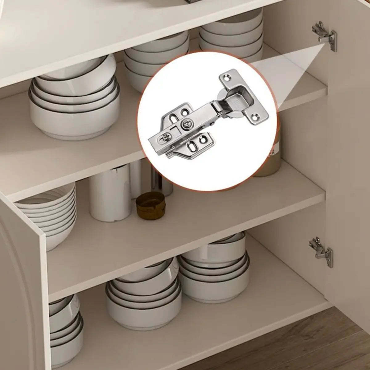 Modish Beige Wood Adjustable Sideboard with Drawers