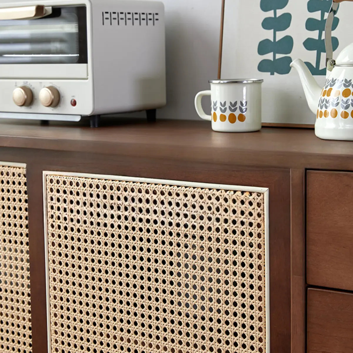 Modish Cherry Wood 4-Drawer Floor Buffet — Cherry Wood