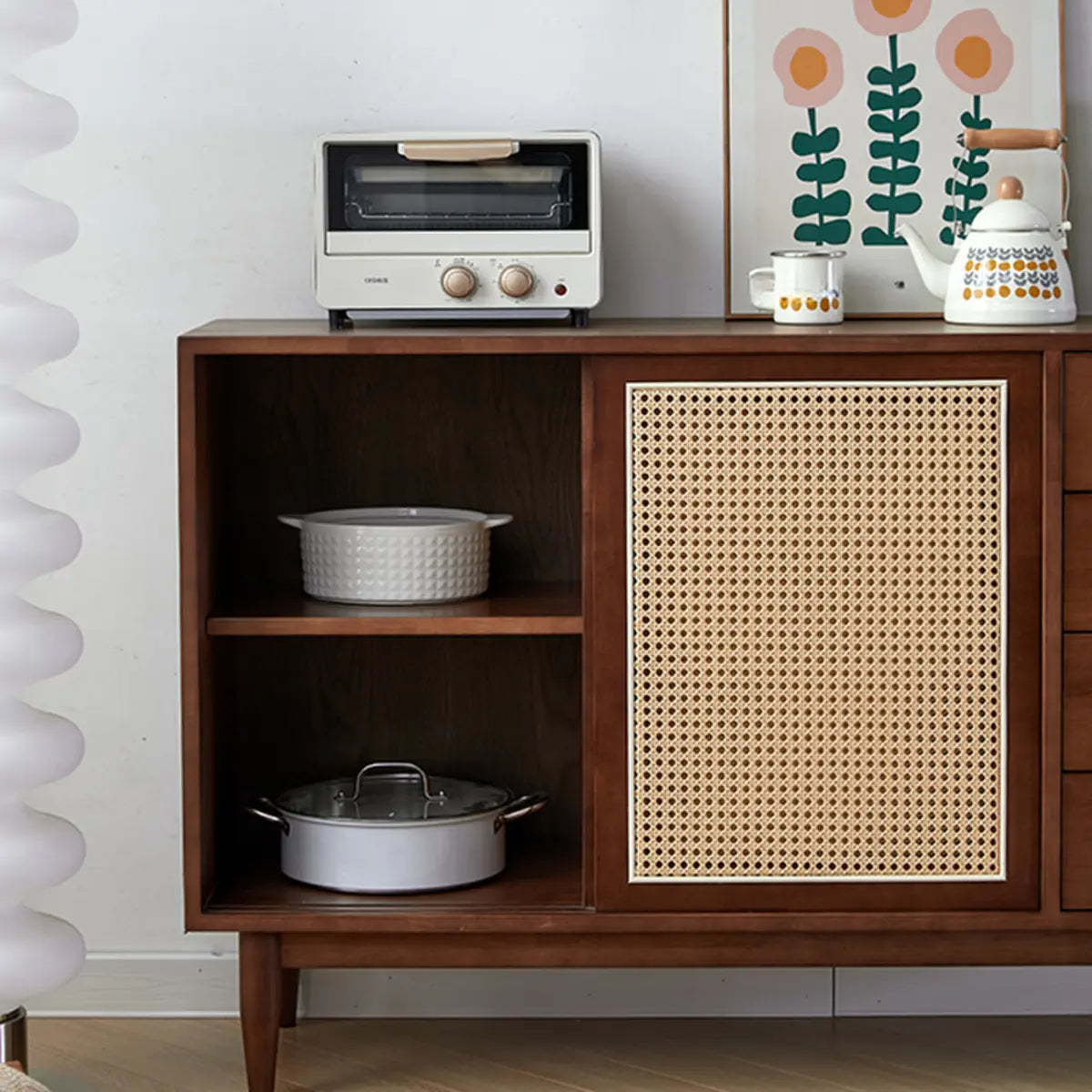 Modish Cherry Wood 4-Drawer Floor Buffet — Cherry Wood