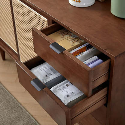 Modish Cherry Wood 4-Drawer Floor Buffet — Cherry Wood