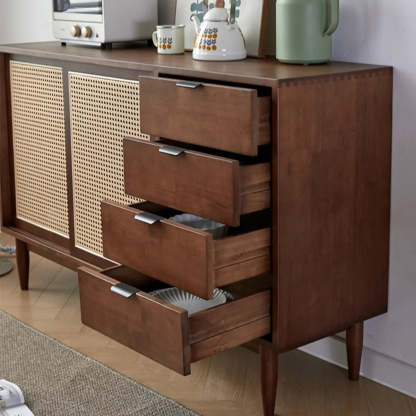 Modish Cherry Wood 4-Drawer Floor Buffet — Cherry Wood