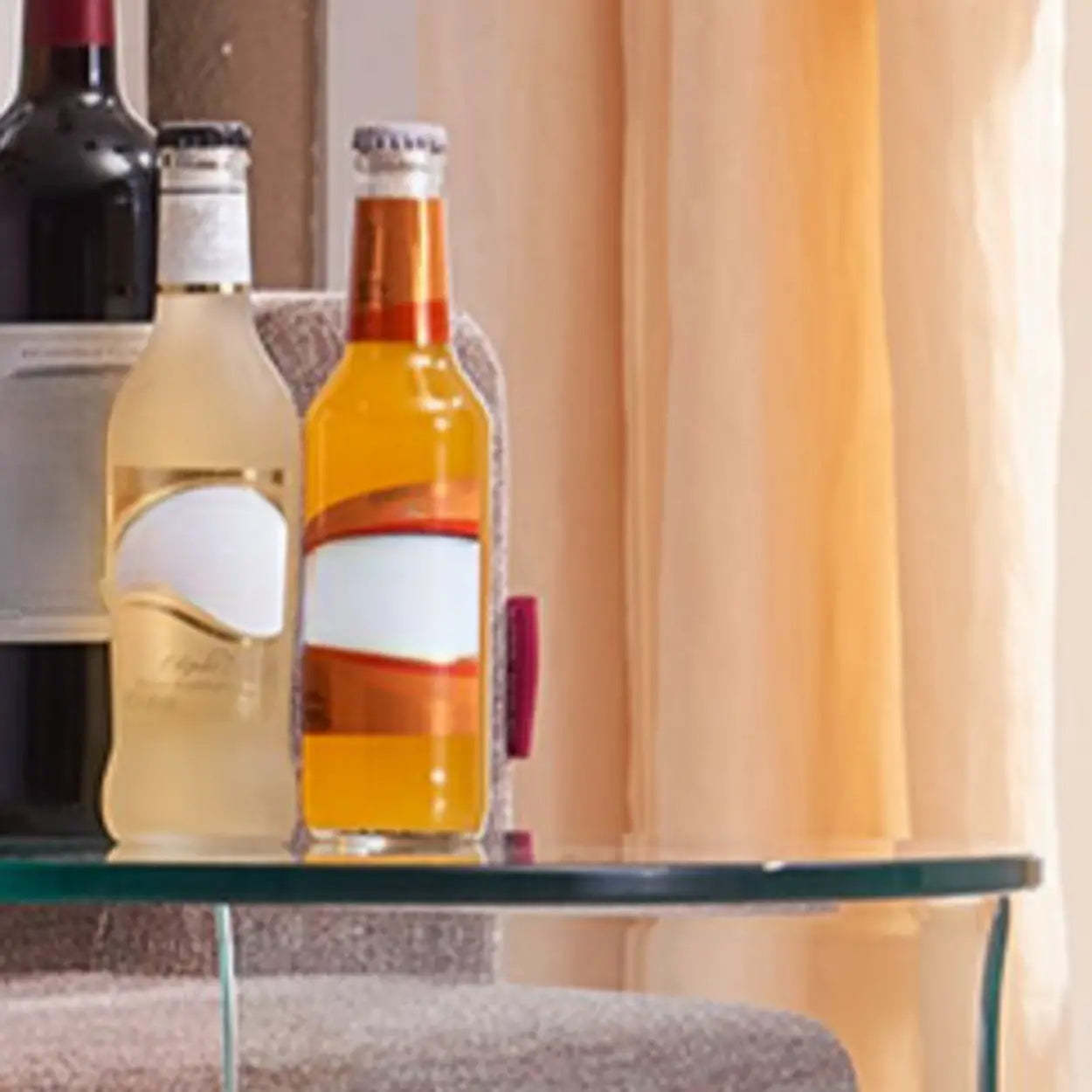 Clear Glass Chairside Table with Wheels