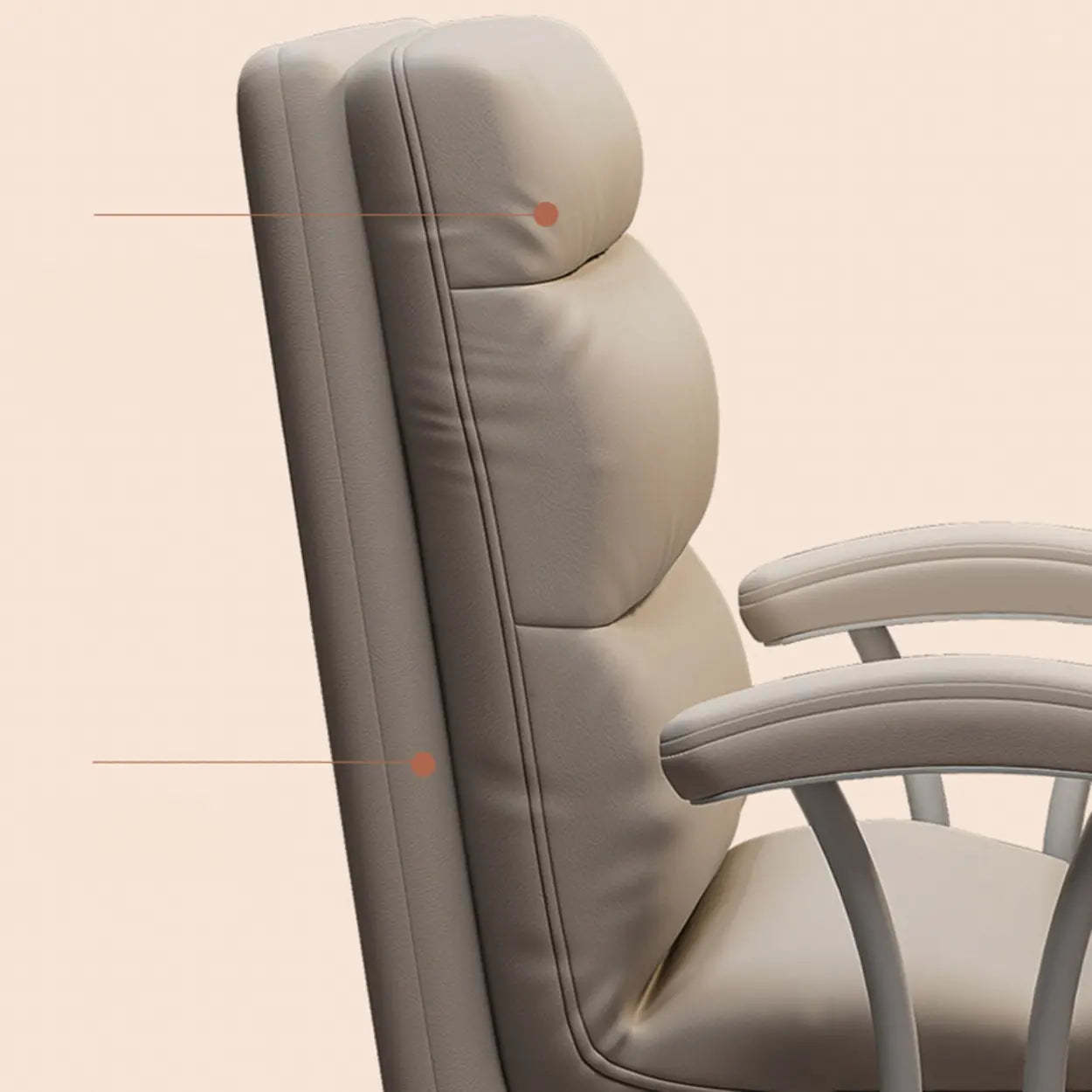 Ergonomic Gray Leather Office Chair with Casters