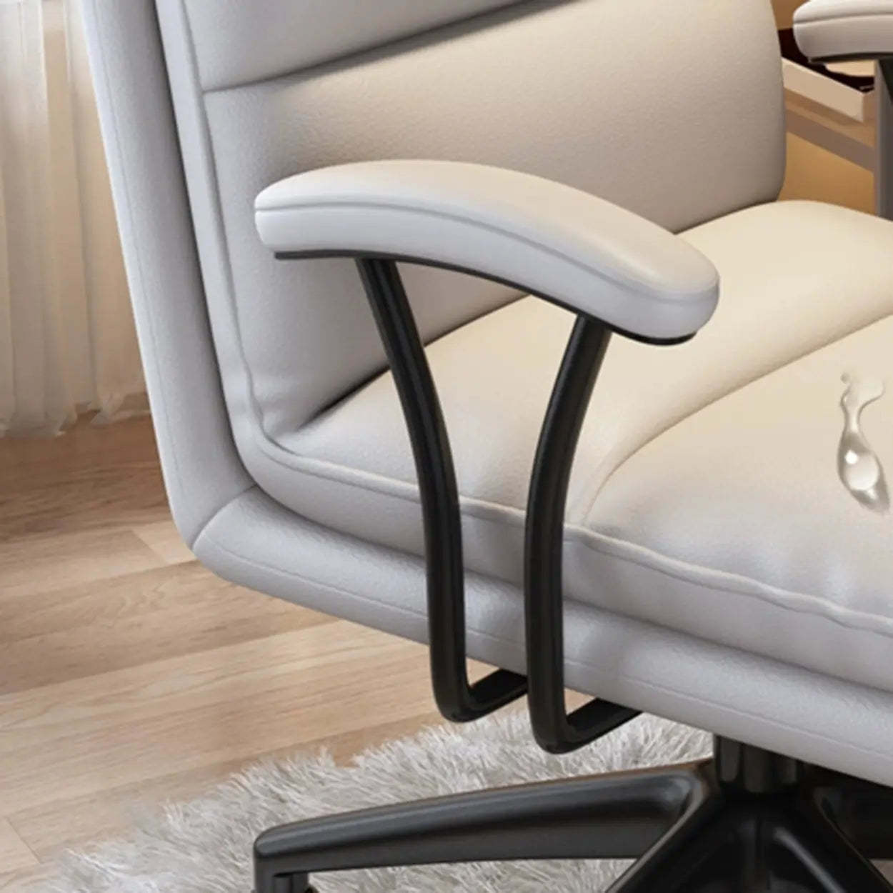 Ergonomic Gray Leather Office Chair with Casters