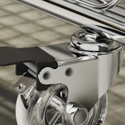 Folding Silver Steel Coat Closet Rack with Wheels