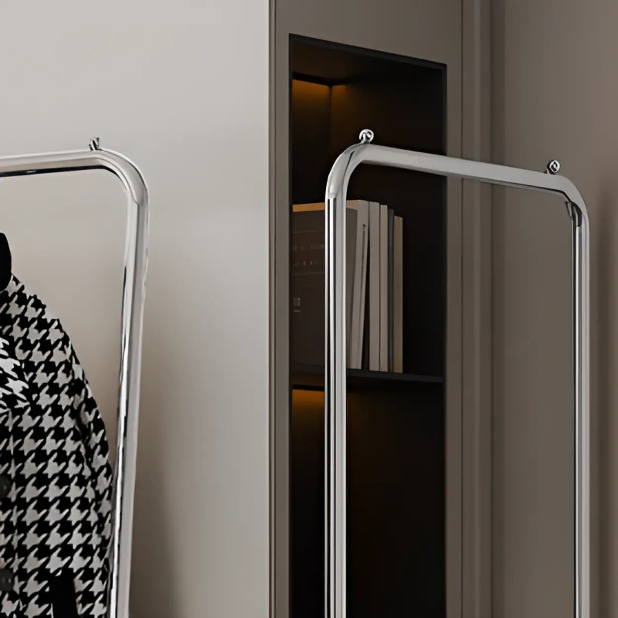Folding Silver Steel Coat Closet Rack with Wheels