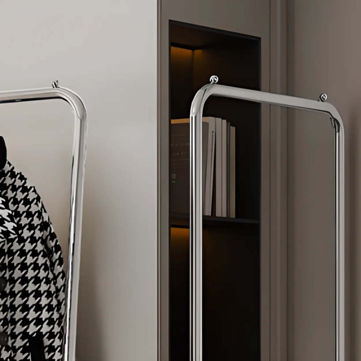 Folding Silver Steel Coat Closet Rack with Wheels