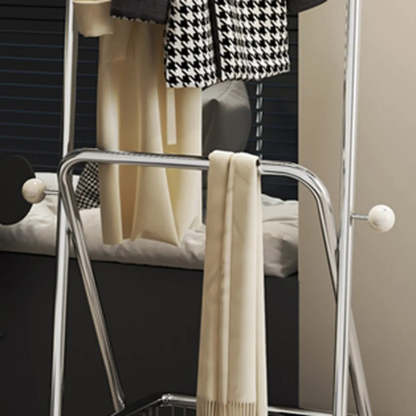 Folding Silver Steel Coat Closet Rack with Wheels