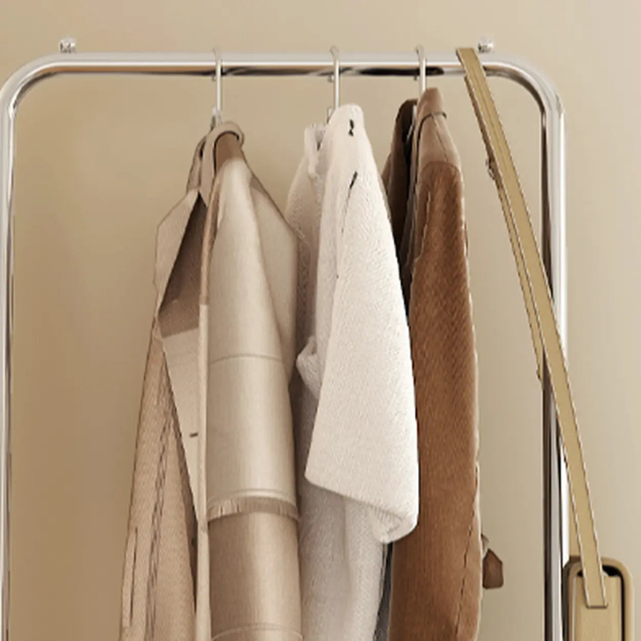 Folding Silver Steel Coat Closet Rack with Wheels
