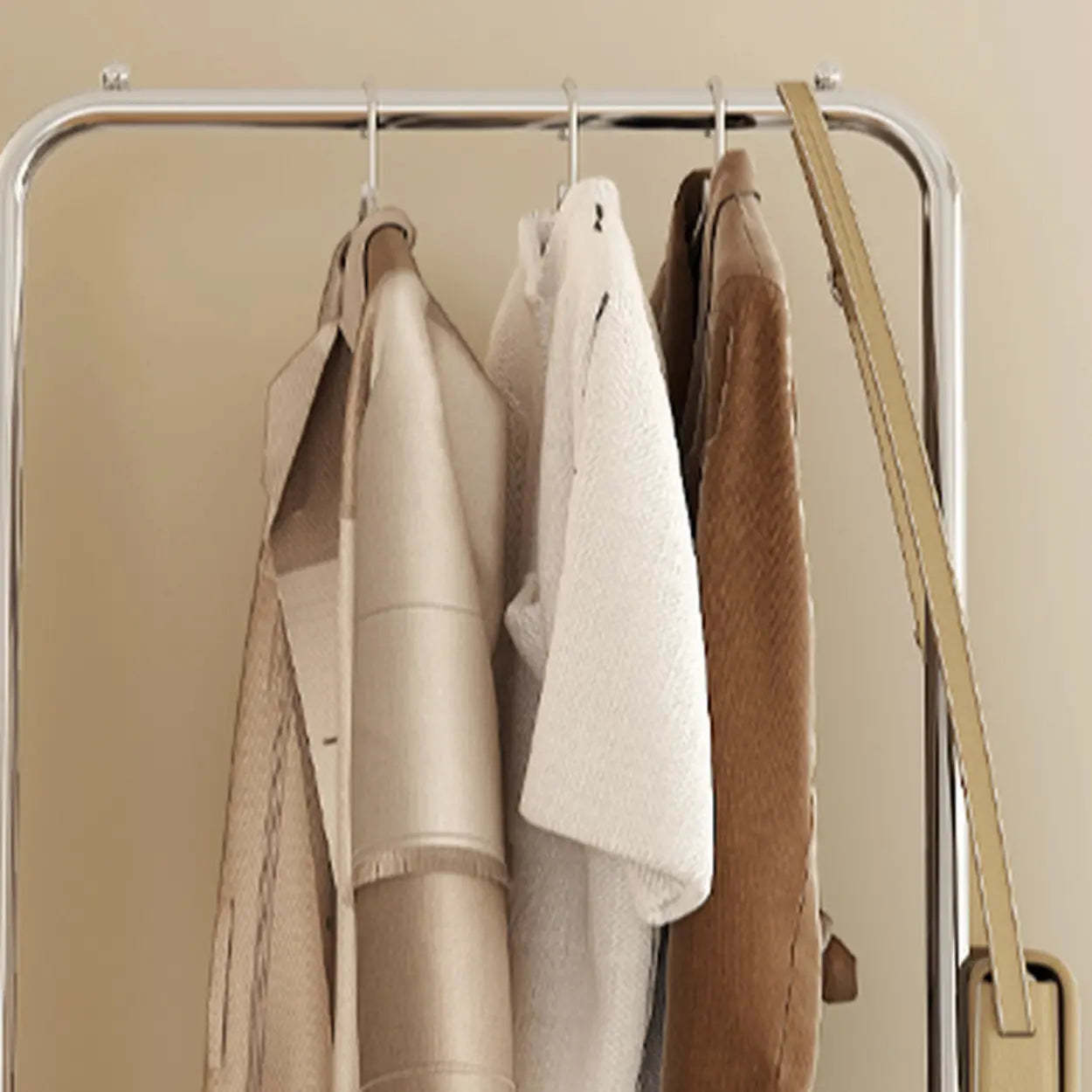 Folding Silver Steel Coat Closet Rack with Wheels