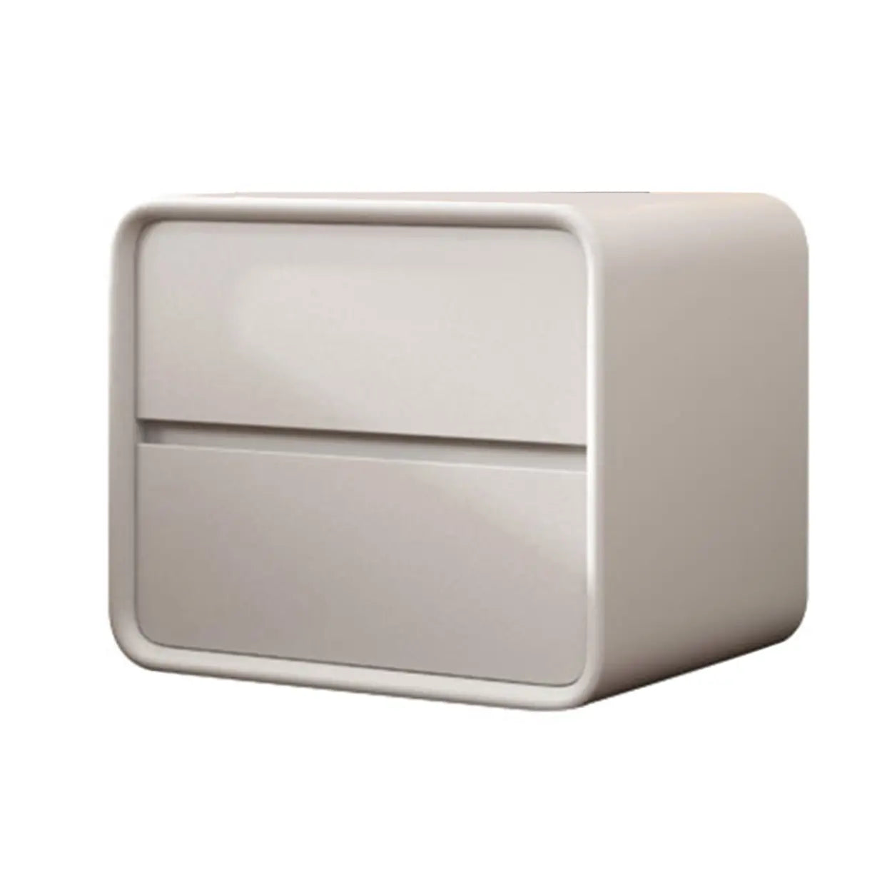 Gray Rounded Faux Leather Dual-Drawer Nightstand — Orange