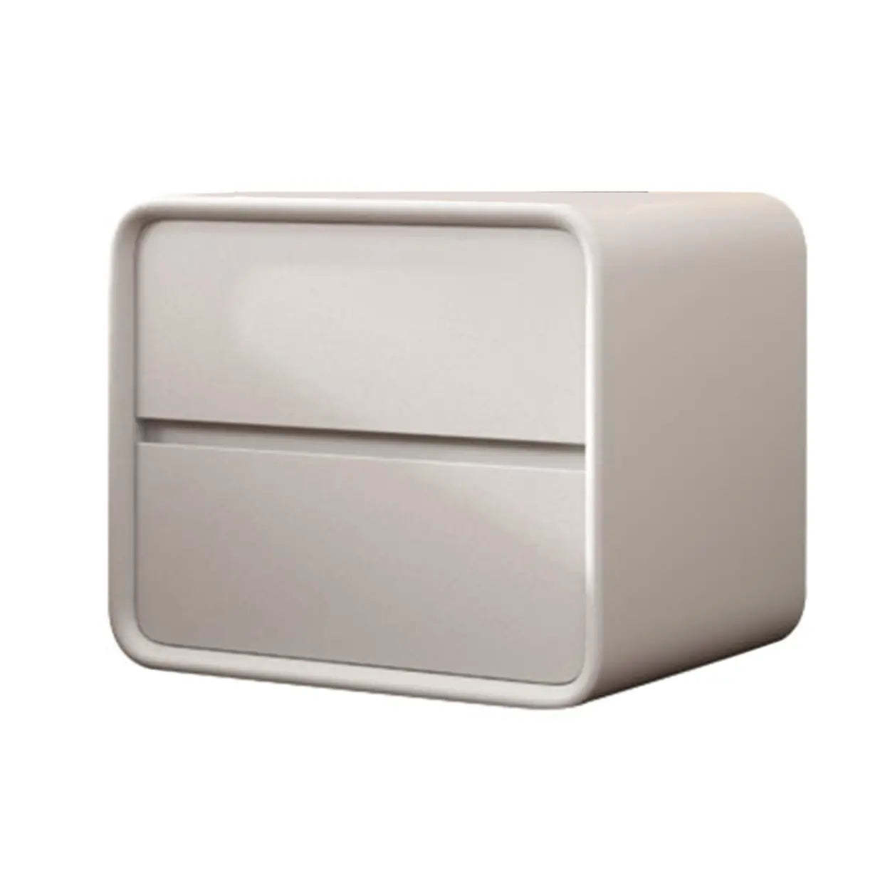 Gray Rounded Faux Leather Dual-Drawer Nightstand — Orange