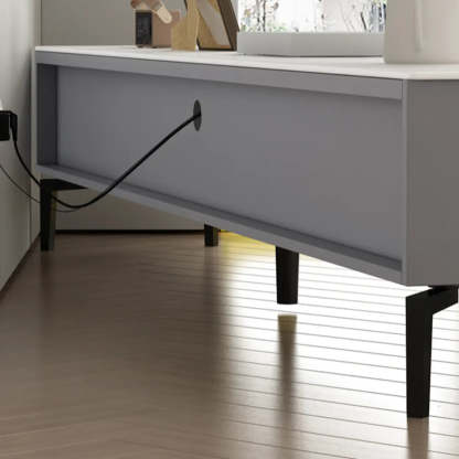 Gray Stone Rectangular TV Stand with Drawers