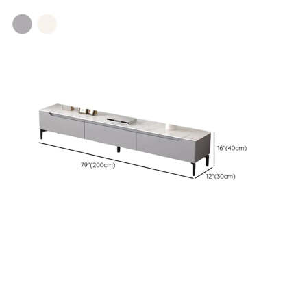 Gray Stone Rectangular TV Stand with Drawers