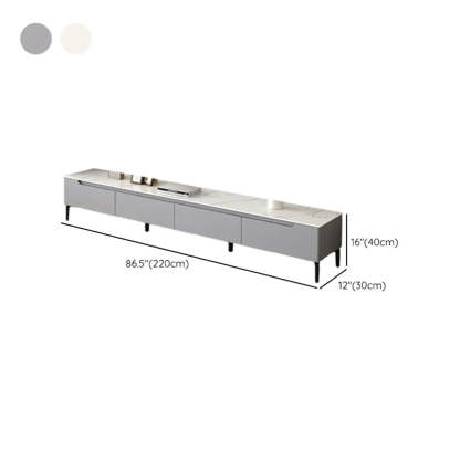 Gray Stone Rectangular TV Stand with Drawers
