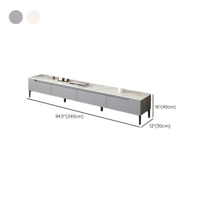 Gray Stone Rectangular TV Stand with Drawers