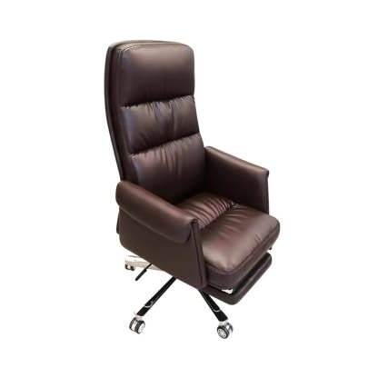 Modish Beige Leather Executive Rotatable Office Chair — Off-White