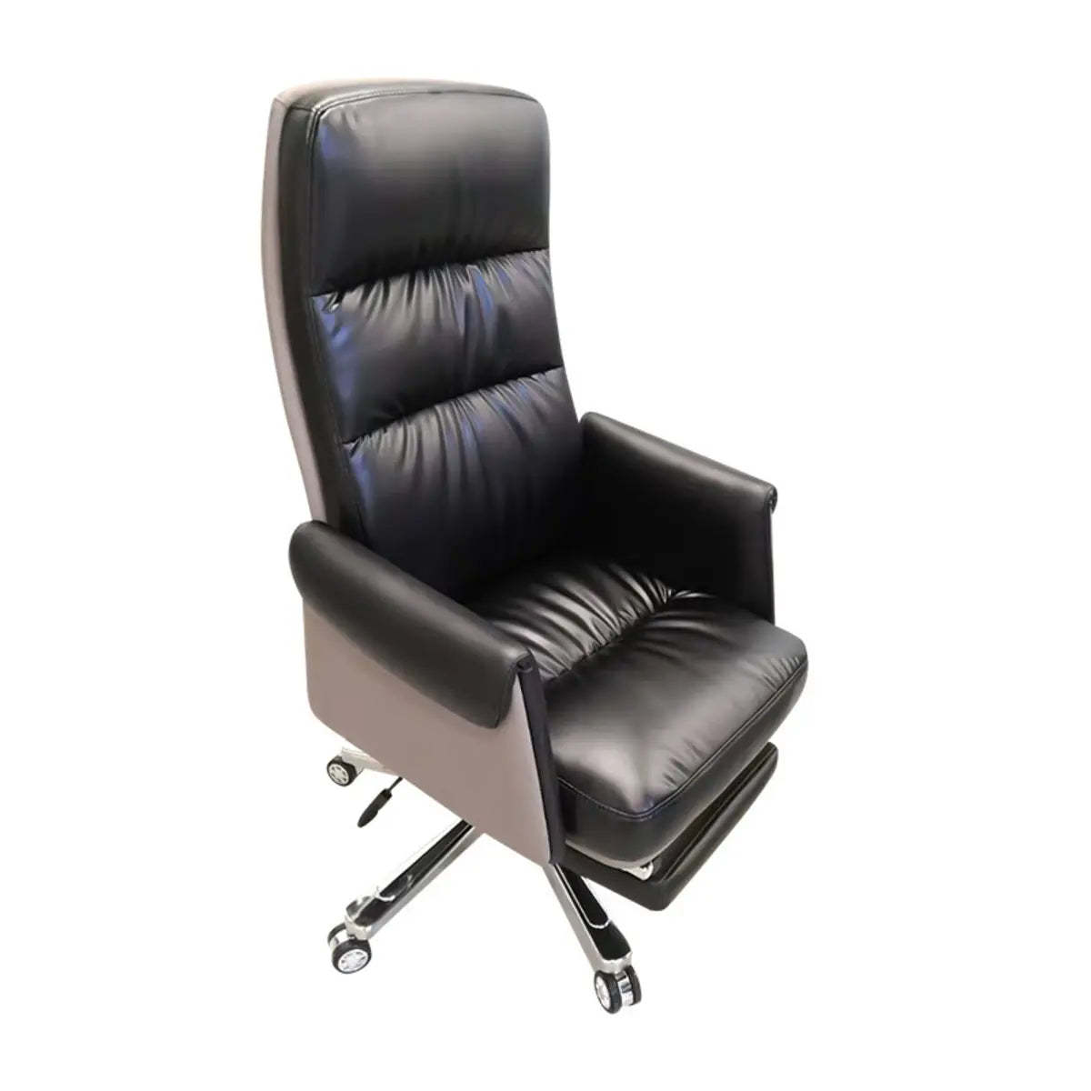 Lighom leather modish rotatable black office chairs in leather